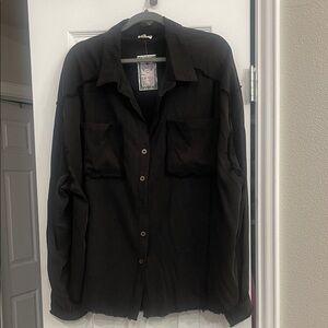 POL Black Button Down Shirt for Women
